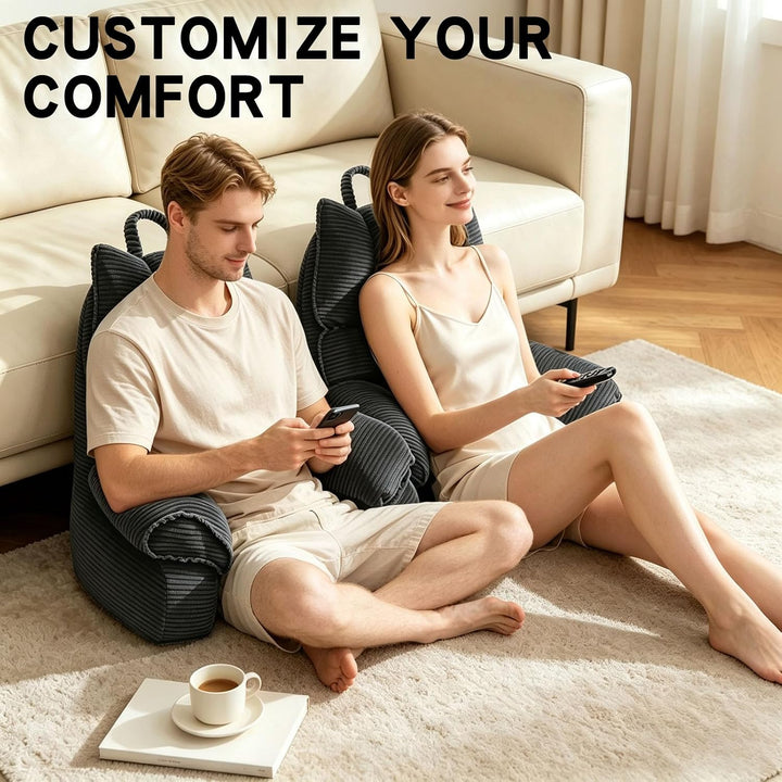 Cozy Reading Pillow with High Arm Rests &amp; Supportive Memory Foam | Perfect Back Support for Relaxing, Reading &amp; Gaming in Bed