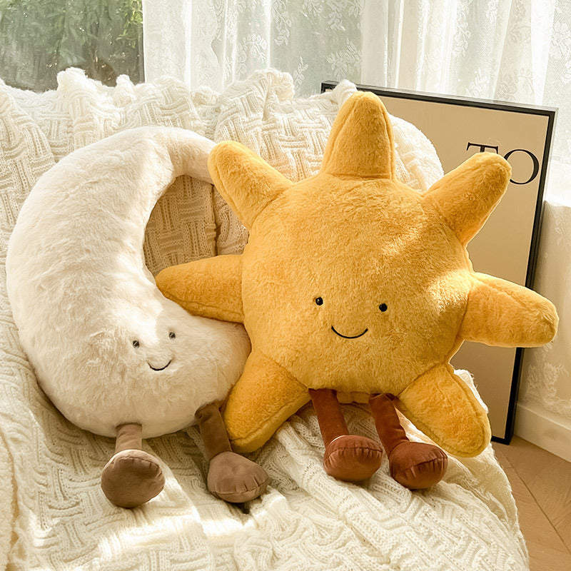 Celestial Dreams | Decorative Throw Pillow with Soft Fabric | Enchanting Sun-Moon Design for Cozy Ambiance