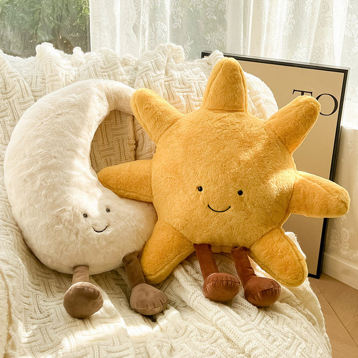 Celestial Dreams | Decorative Throw Pillow with Soft Fabric | Enchanting Sun-Moon Design for Cozy Ambiance