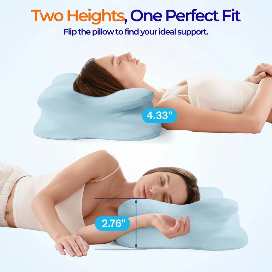 Vepine Cloud Alignment Pillow | Adjustable Fill &amp; Dual Height Design for Personalized Sleep Comfort