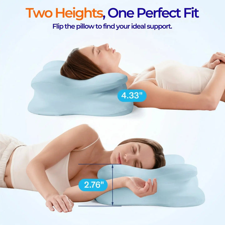 Vepine Cloud Alignment Pillow | Adjustable Fill &amp; Dual Height Design for Personalized Sleep Comfort