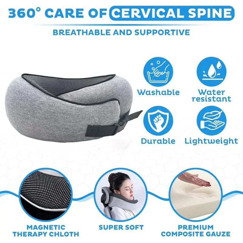 Comfort Travel | Neck Support Pillow with 360° Memory Foam Design | Portable Travel Solution for Ultimate Relaxation