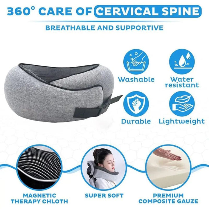 Comfort Travel | Neck Support Pillow with 360° Memory Foam Design | Portable Travel Solution for Ultimate Relaxation