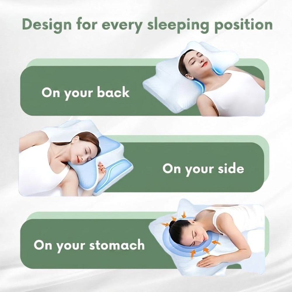 Ergonomic Memory Foam Pillow with Contoured Support Design