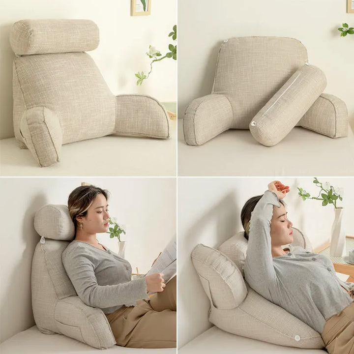 Deluxe Backrest Pillow With Arms &amp; Adjustable Headrest