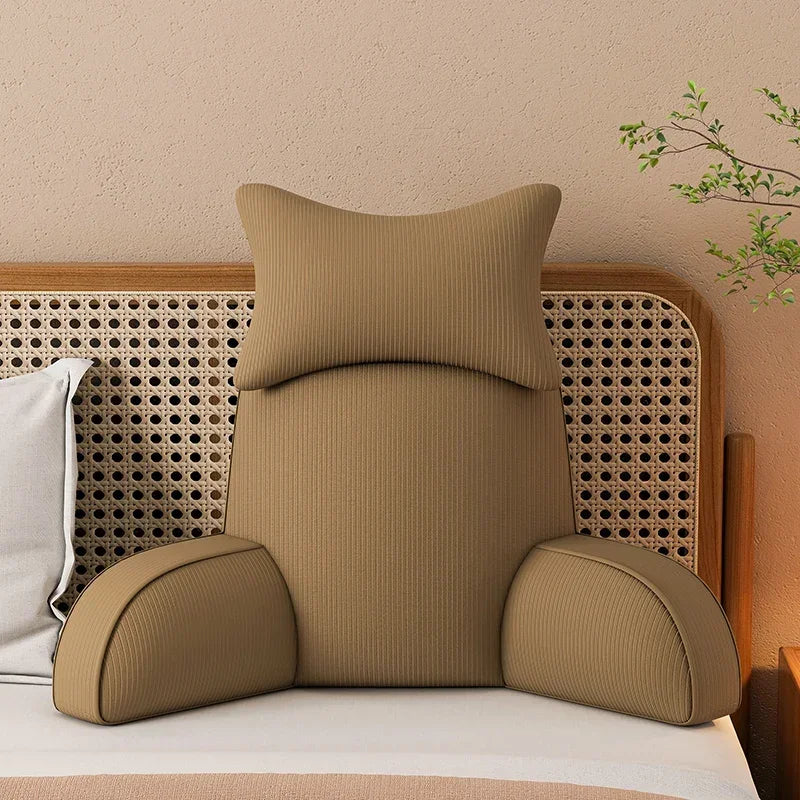 Luxury Corduroy Backrest Pillow With Arms &amp; Removable Headrest