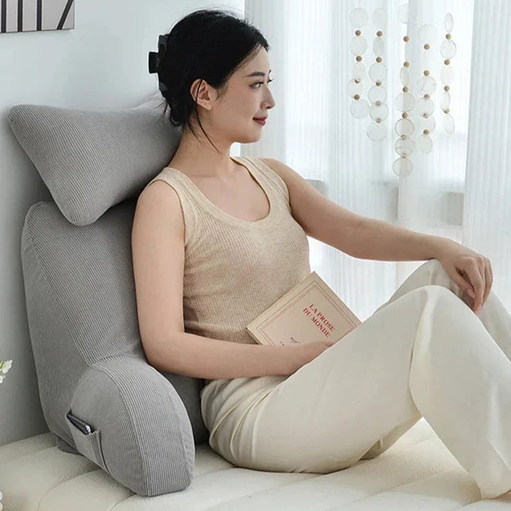Luxury Corduroy Backrest Pillow With Arms &amp; Removable Headrest