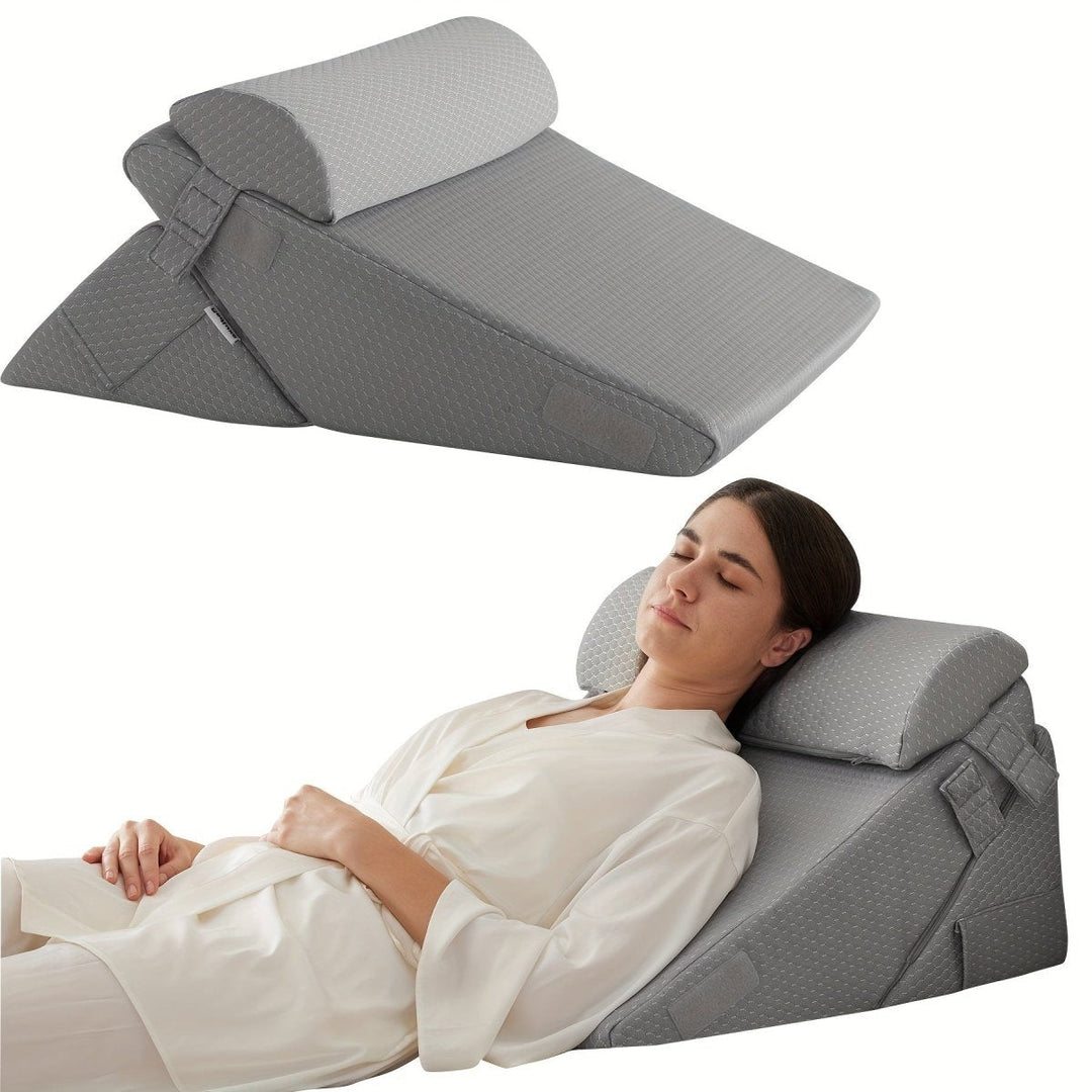 COMFORTRISE Memory Foam Wedge Pillow for Back and Leg Relief