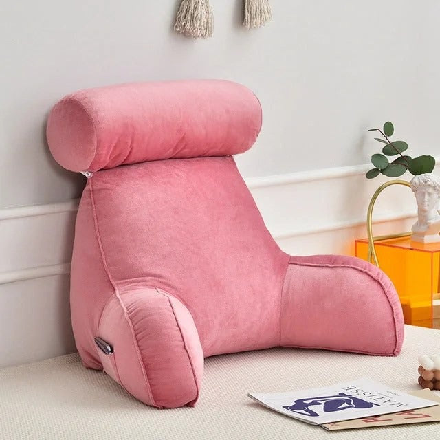 Backrest Pillow With Arms &amp; Adjustable Headrest