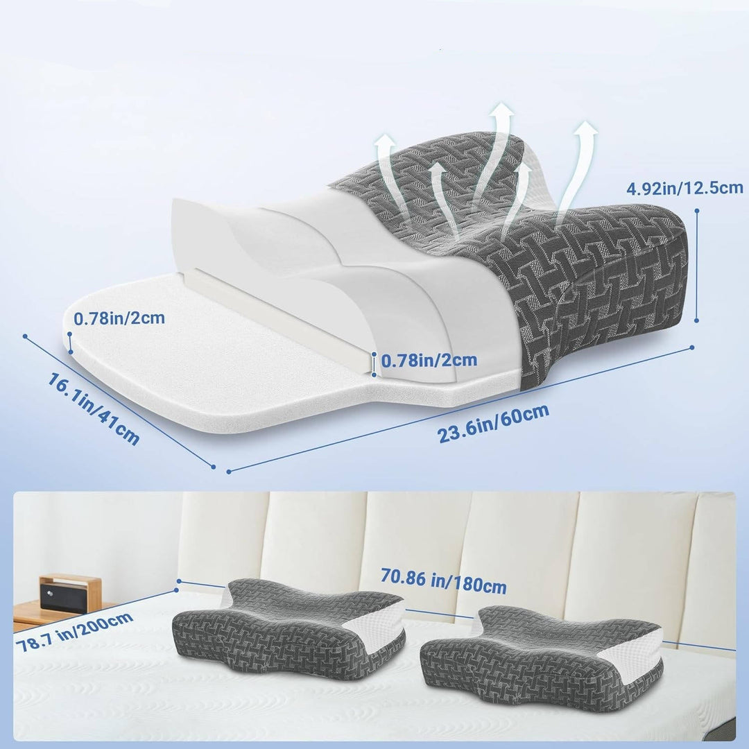Adjustable Memory Foam Pillow with Neck Support for Side and Back Sleepers
