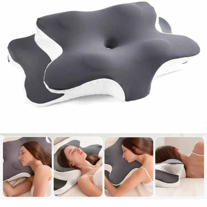 Adjustable Contour Memory Foam Pillow with Neck and Shoulder Support for Side, Back, and Stomach Sleepers
