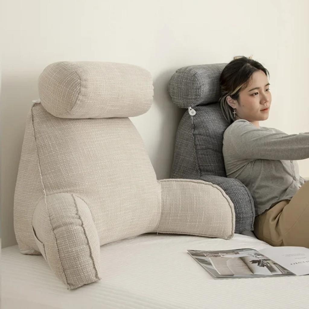 Deluxe Backrest Pillow With Arms &amp; Adjustable Headrest