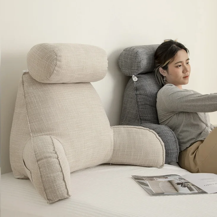 Deluxe Backrest Pillow With Arms &amp; Adjustable Headrest